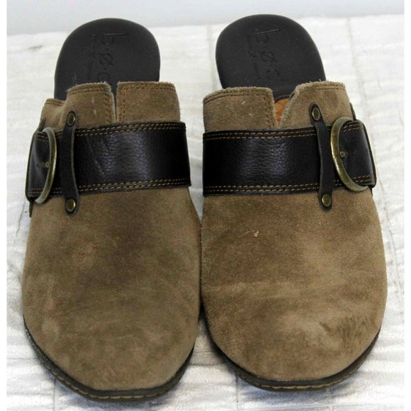 BOC Handcrafted Brown on Brown Leather Buckle Mule Sz10 SlipOn Comfort Shoe Clog - Picture 2 of 10